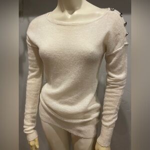 J.Crew Wool and mohair blend Cream Sweater with Button Detail size S